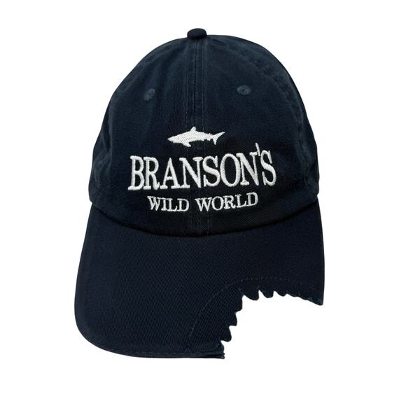 Shark Bite Hat Cap Blue White Bransons Wild World Strapback Adjustable - Picture 1 of 10